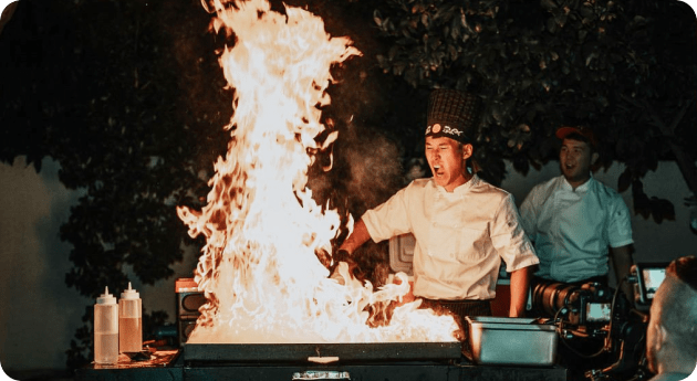 fire and man
